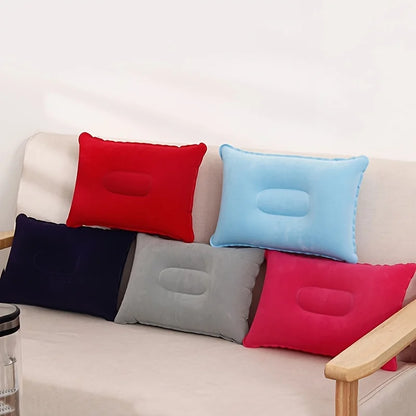 1Pc Comfortable Inflatable Pillow for Office, Car, Camping, Hiking, and Napping - Supports Neck and Lumbar