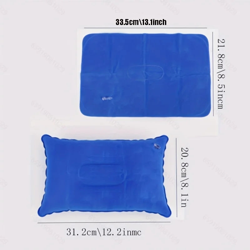 1Pc Comfortable Inflatable Pillow for Office, Car, Camping, Hiking, and Napping - Supports Neck and Lumbar