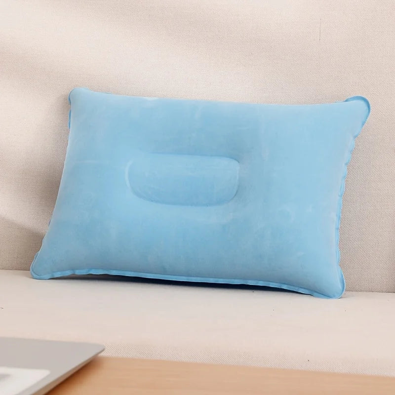 1Pc Comfortable Inflatable Pillow for Office, Car, Camping, Hiking, and Napping - Supports Neck and Lumbar